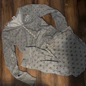 PINK Victoria's Secret Gray Patterned pajama set